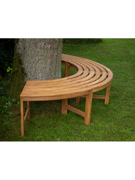 Bancă pentru copac Masculin 200 cm semicirculară FĂRĂ spătar, tec