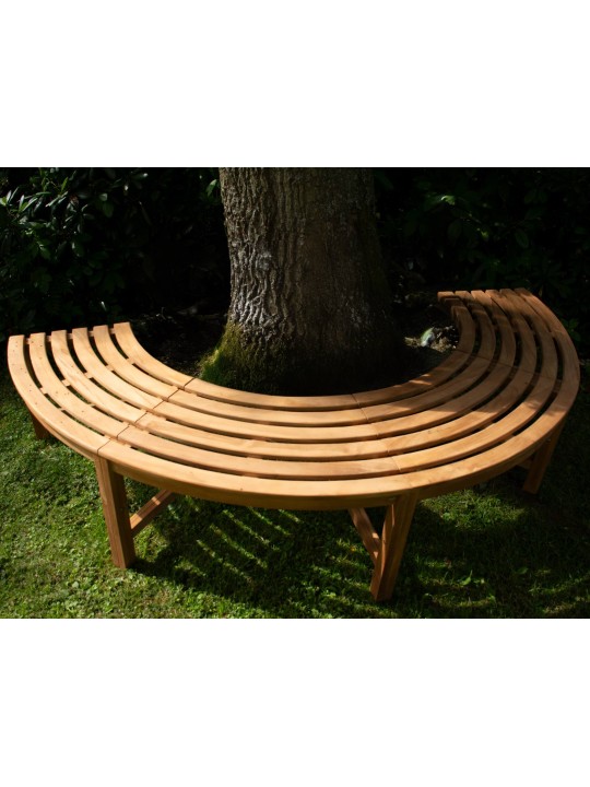 Bancă pentru copac Masculin 200 cm semicirculară FĂRĂ spătar, tec