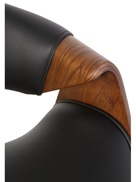 Scaun de sufragerie Foley stejar imitatie piele, negru