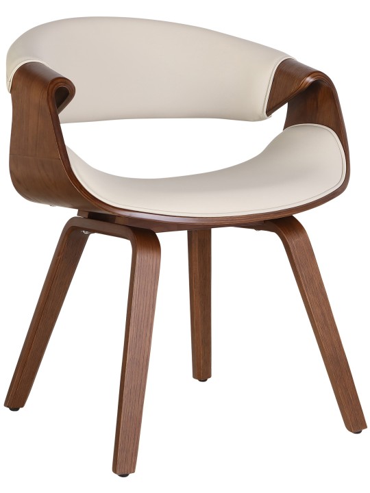 Scaun de sufragerie Foley stejar imitatie piele, crem