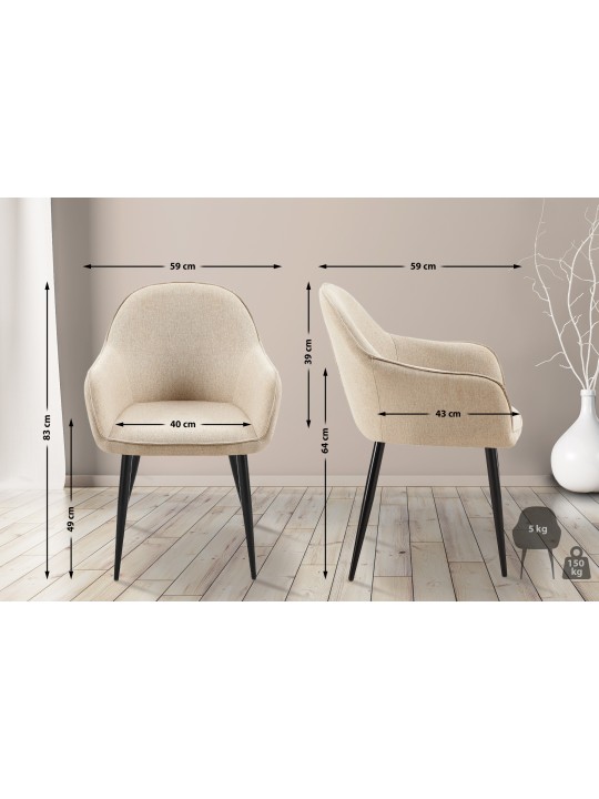 Set 2 scaune de sufragerie stofa Boise, taupe Set 2 scaune de sufragerie stofa Boise, taupe