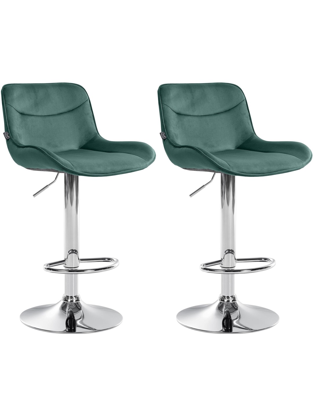 Set 2 scaune de bar Vonore catifea crom, verde