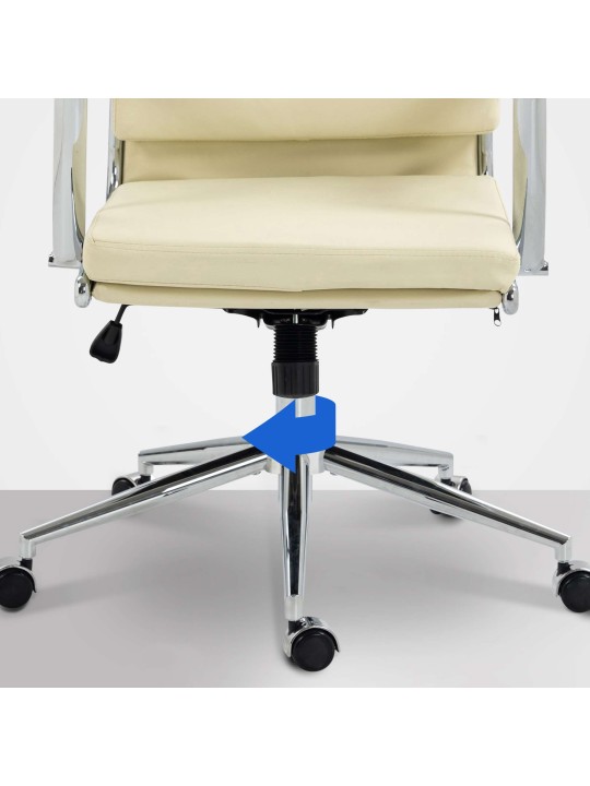 Scaun de birou Cleveland imitatie piele, crem