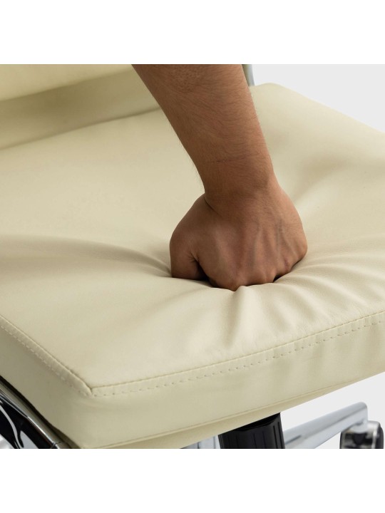 Scaun de birou Cleveland imitatie piele, crem