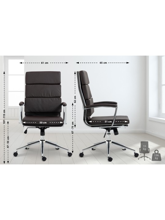 Scaun de birou Cleveland imitatie piele, maro