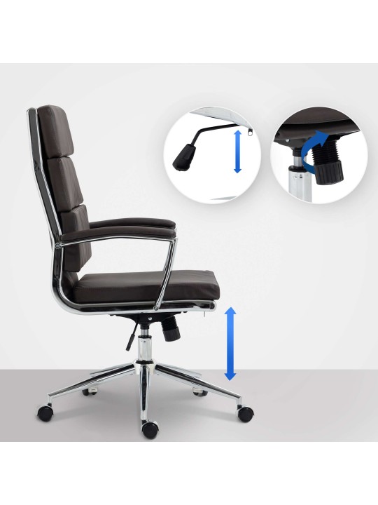 Scaun de birou Cleveland imitatie piele, maro