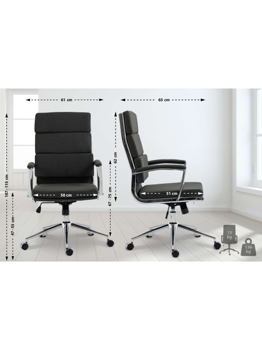 Scaun de birou tesatura Cleveland, gri închis