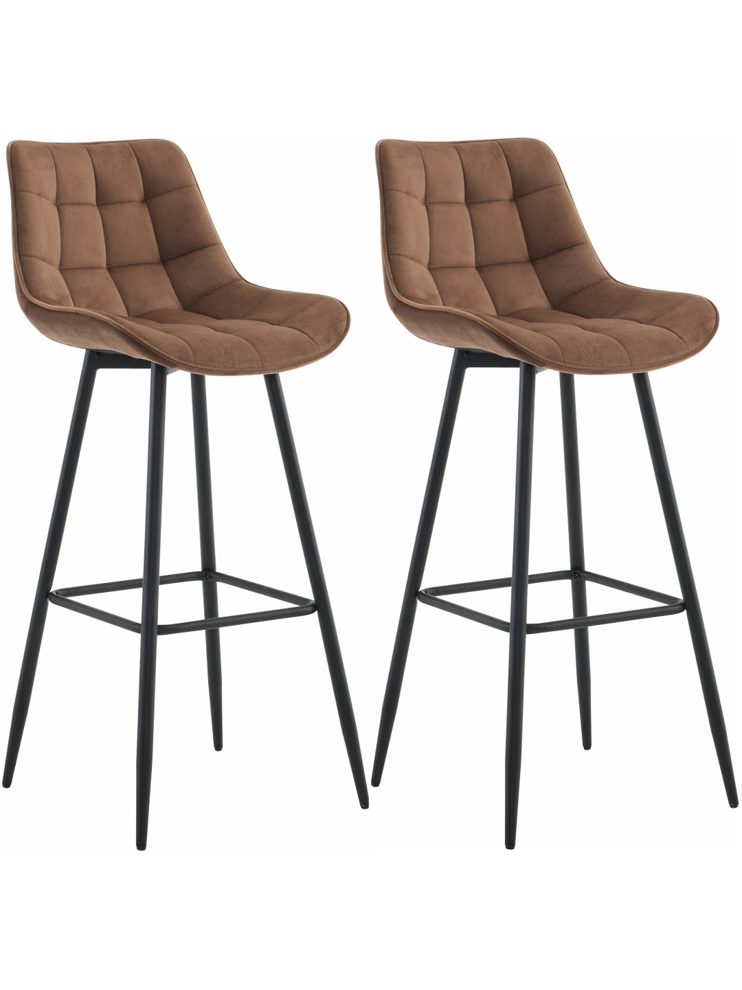 Set 2 scaune de bar Dartford catifea, maro