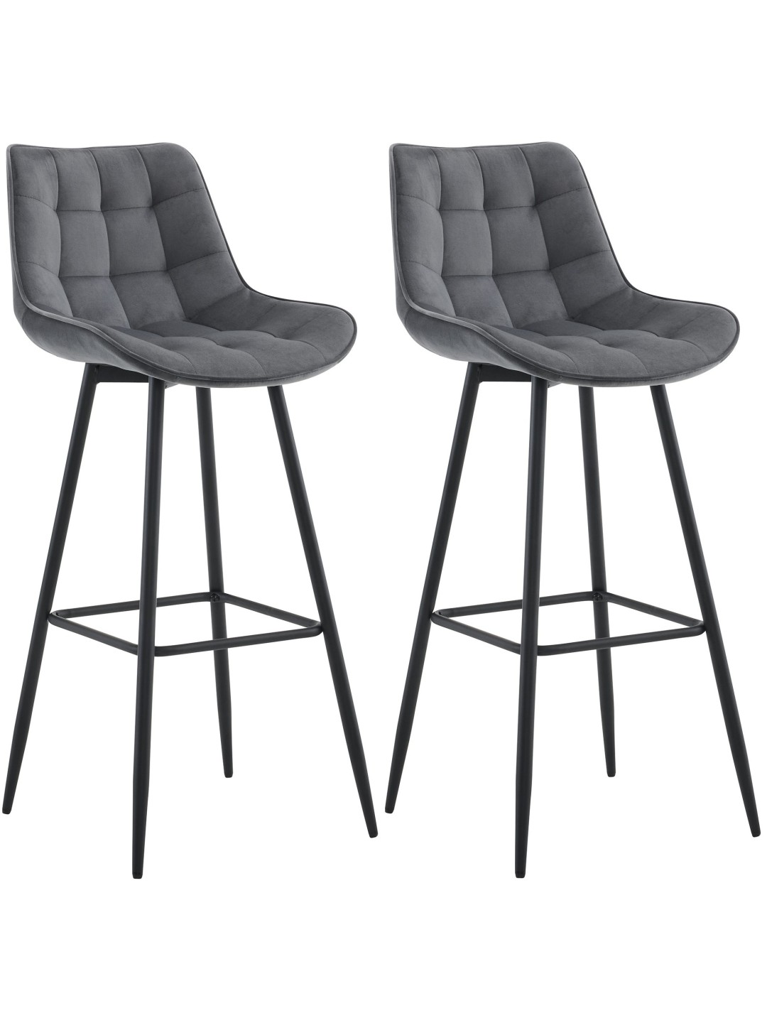 Set 2 scaune de bar Dartford catifea, gri închis