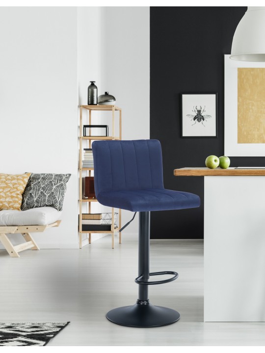 Scaun de bar Jamie catifea, albastru