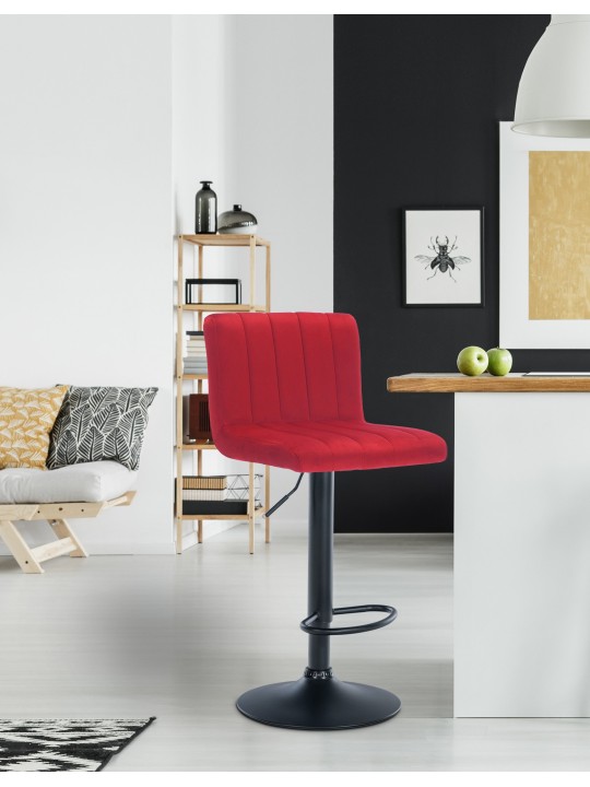 Set 2 scaune de bar Jamie catifea, roșu