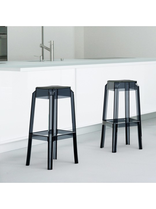 Scaun de bar Fox, transparent, negru