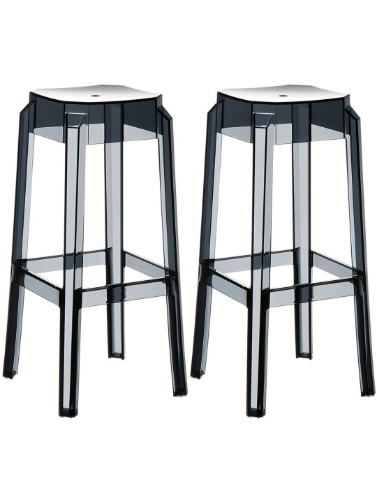 Set 2 scaune de bar Fox, transparent, negru Set 2 scaune de bar Fox, transparent, negru