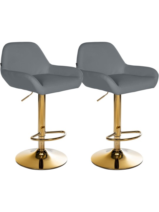 Set 2 taburete de bar Braga Gold Faux Leather, gri Set 2 taburete de bar Braga Gold Faux Leather, gri
