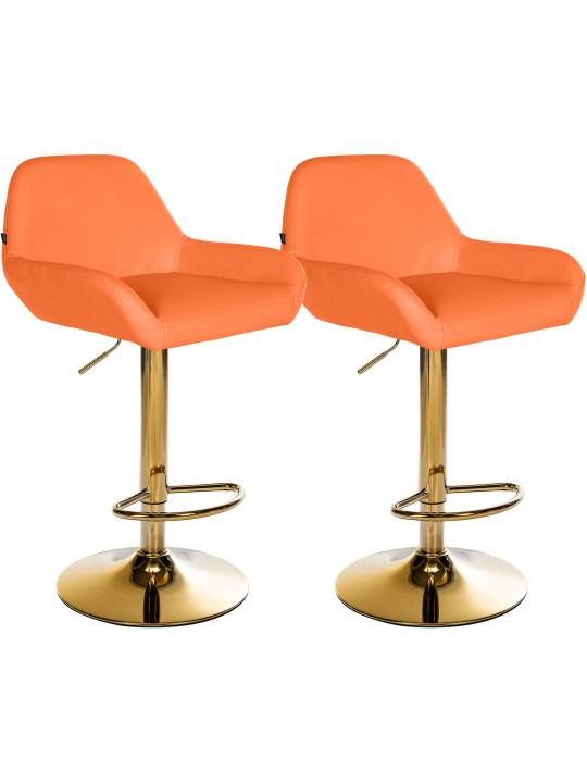 Set 2 taburete de bar Braga Gold Faux Leather, portocaliu