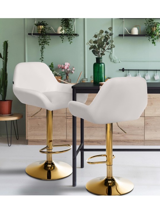 Set 2 taburete de bar Braga Gold Faux Leather, alb Set 2 taburete de bar Braga Gold Faux Leather, alb