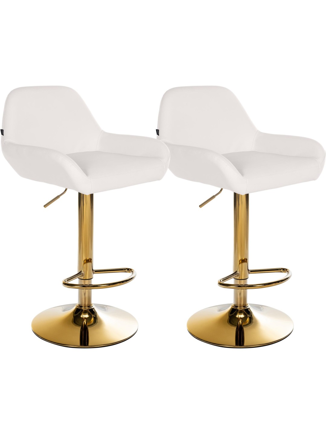 Set 2 taburete de bar Braga Gold Faux Leather, alb