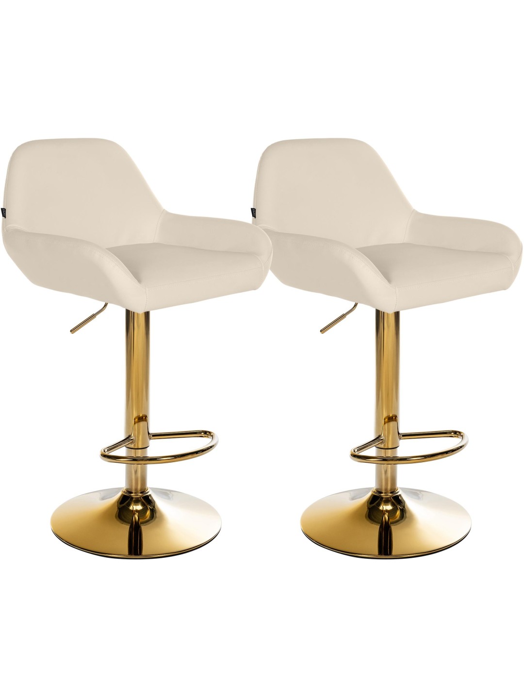 Set 2 taburete de bar Braga Gold Faux Leather, crem