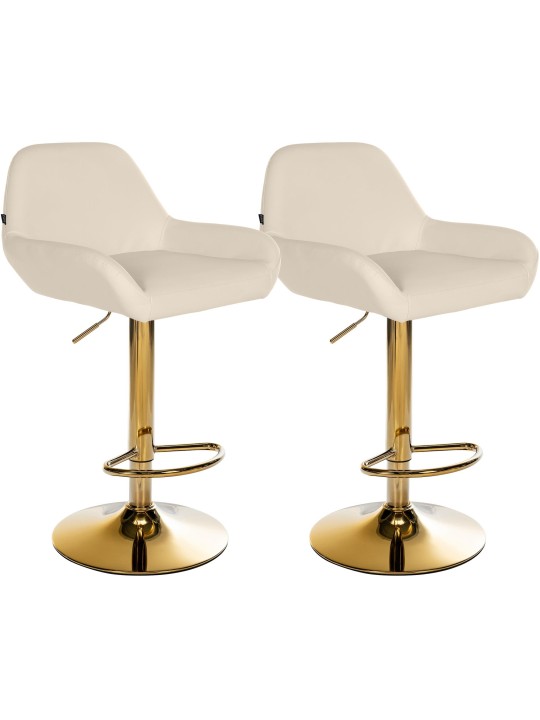 Set 2 taburete de bar Braga Gold Faux Leather, crem