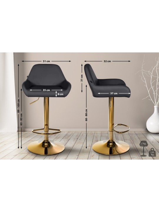 Set 2 taburete de bar Braga Gold Faux Leather, negru Set 2 taburete de bar Braga Gold Faux Leather, negru