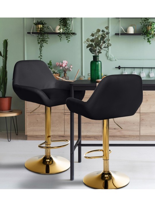 Set 2 taburete de bar Braga Gold Faux Leather, negru Set 2 taburete de bar Braga Gold Faux Leather, negru