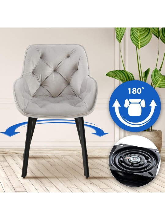 Scaun de sufragerie Antigo catifea, gri