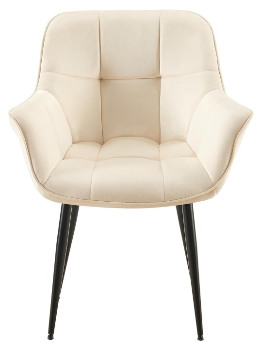 Scaun de sufragerie din catifea Roseville, crem