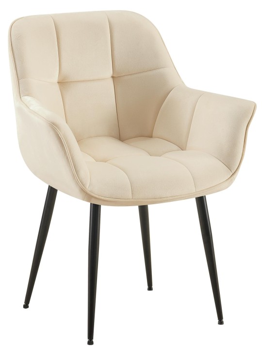 Scaun de sufragerie din catifea Roseville, crem