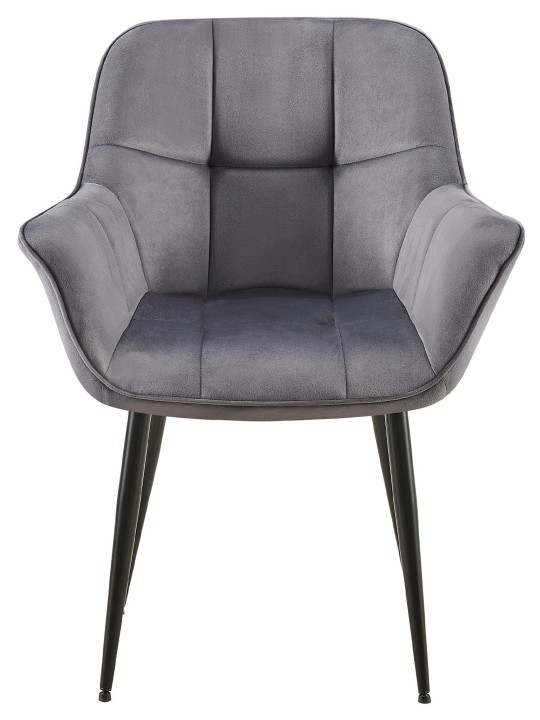 Scaun de sufragerie din catifea Roseville, gri închis