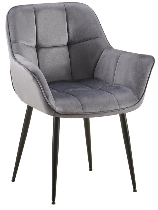 Scaun de sufragerie din catifea Roseville, gri închis