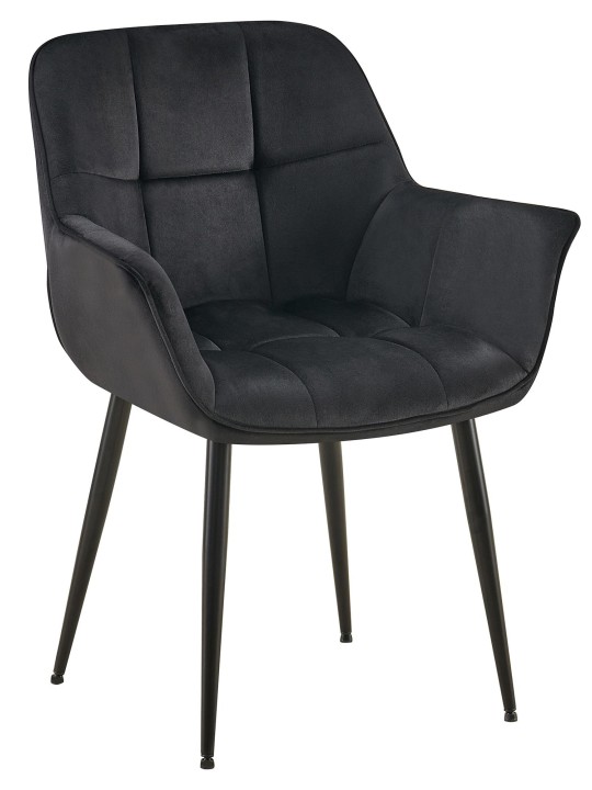 Scaun de sufragerie din catifea Roseville, negru