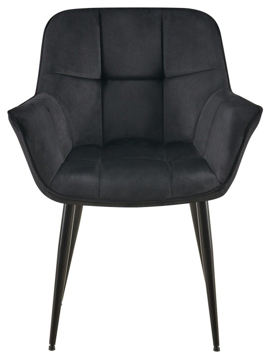 Scaun de sufragerie din catifea Roseville, negru