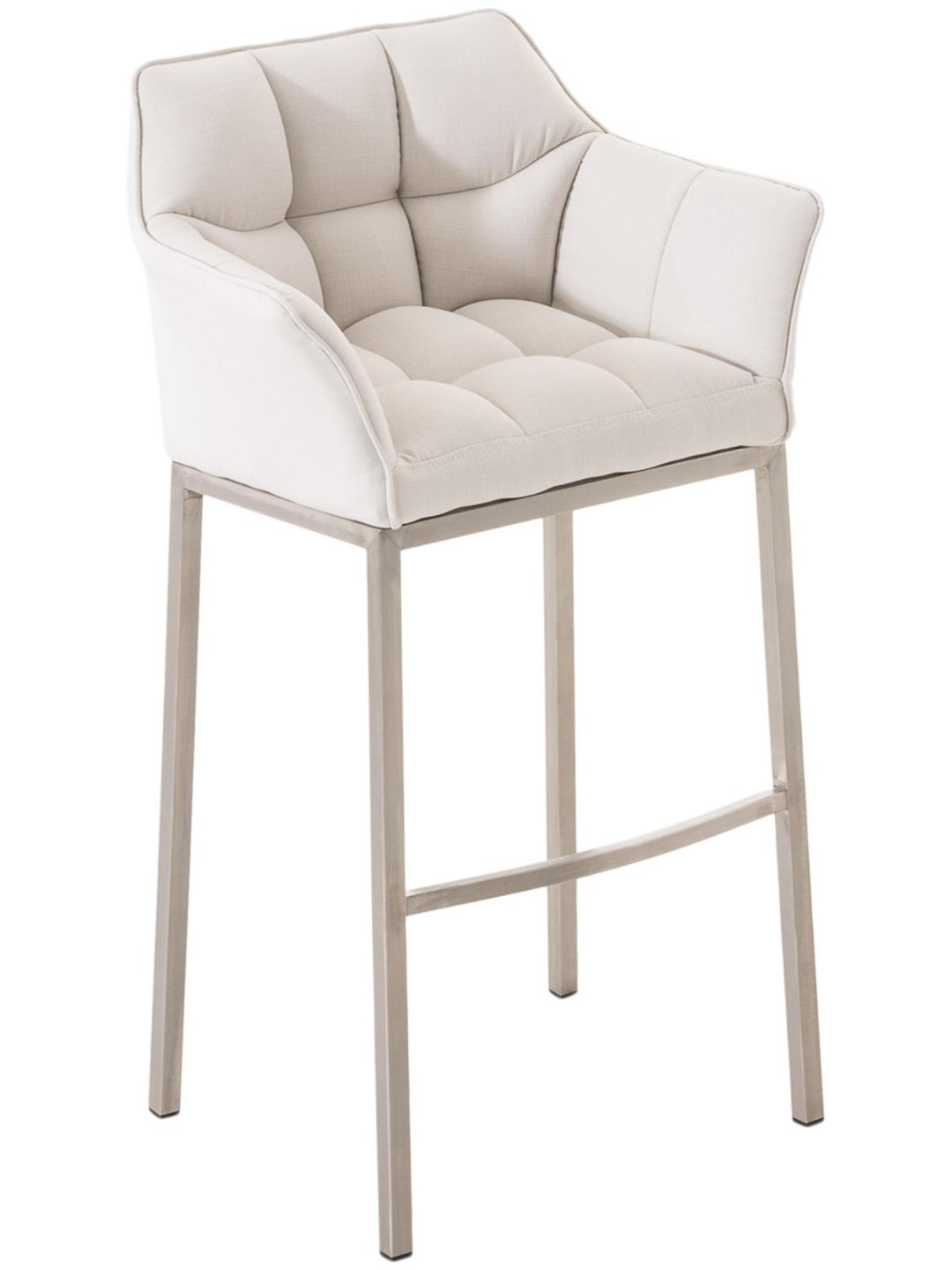 Scaun de bar Damaso E stofa cu cadru de 4 picioare, alb