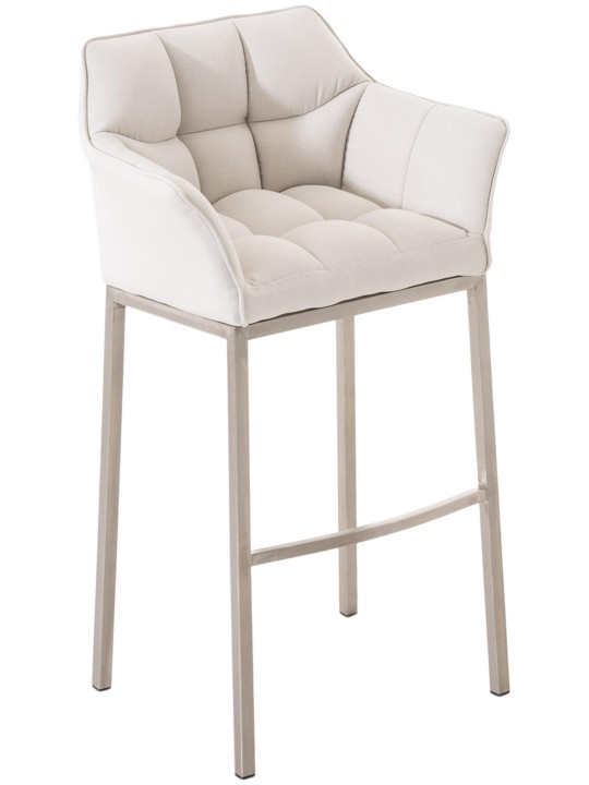 Scaun de bar Damaso E stofa cu cadru de 4 picioare, alb