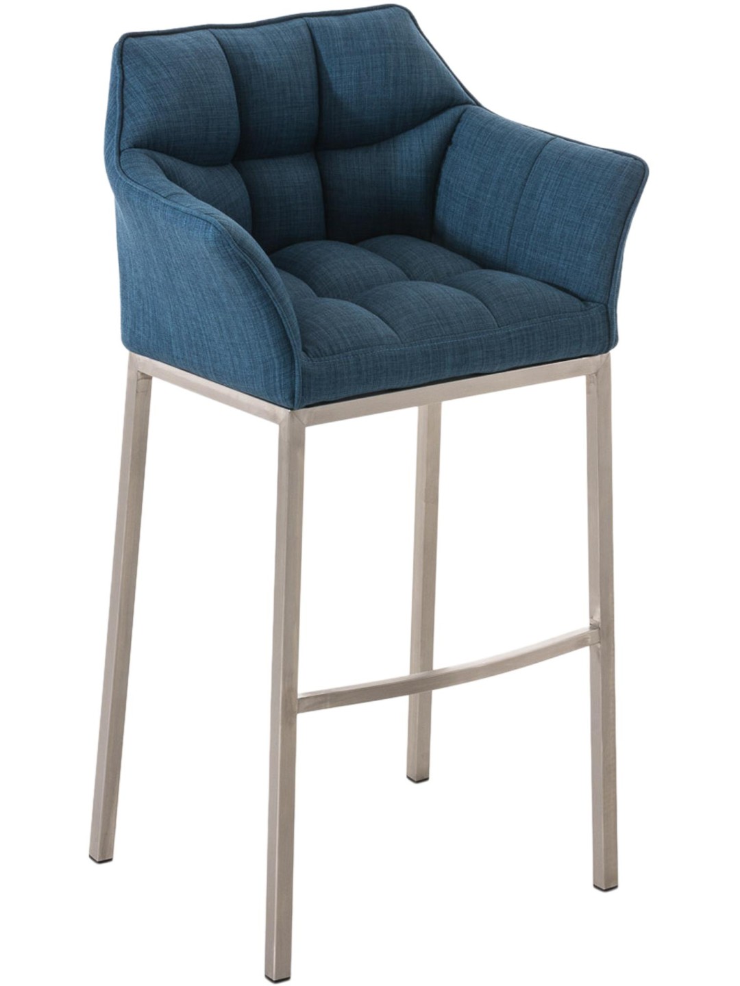 Scaun de bar Damaso E stofa cu cadru de 4 picioare, albastru