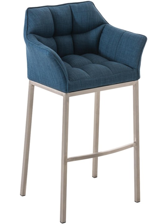 Scaun de bar Damaso E stofa cu cadru de 4 picioare, albastru