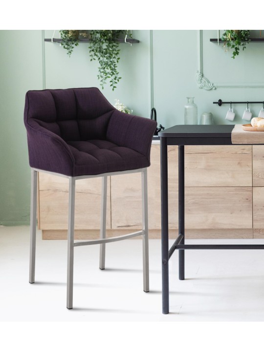 Scaun de bar Damaso E stofa cu cadru de 4 picioare, lila