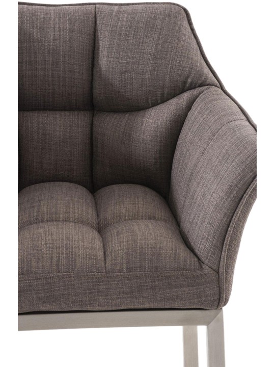 Scaun de bar Damaso E stofa cu cadru de 4 picioare, gri