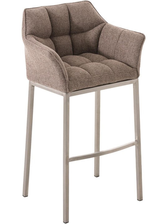 Scaun de bar Damaso E stofa cu cadru de 4 picioare, maro pământiu