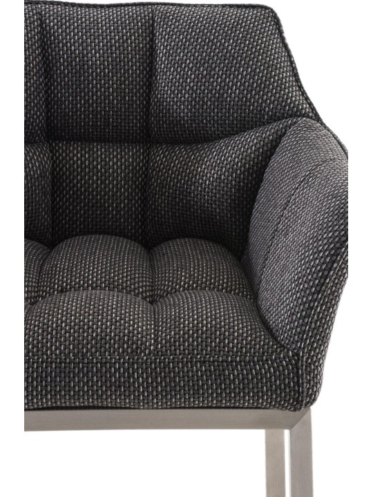 Scaun de bar Damaso E stofa cu cadru de 4 picioare, gri titan