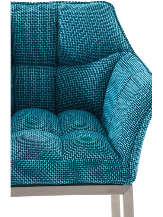 Scaun de bar Damaso E stofa cu cadru de 4 picioare, turcoaz