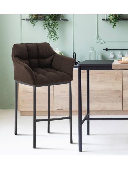 Scaun de bar din material Damaso B cu cadru de 4 picioare, maro