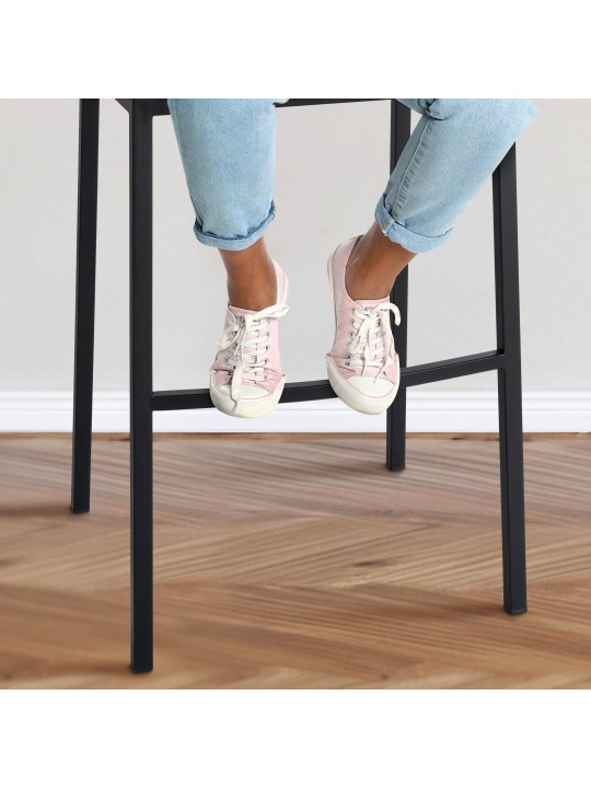 Scaun de bar din material Damaso B cu cadru de 4 picioare, gri închis