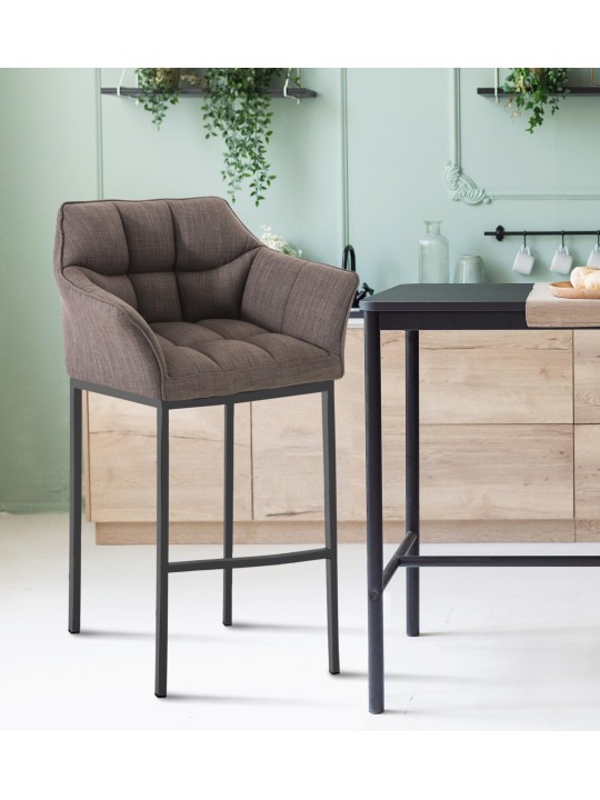 Scaun de bar din material Damaso B cu cadru de 4 picioare, gri