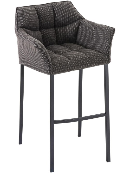 Scaun de bar din material Damaso B cu cadru de 4 picioare, gri titan