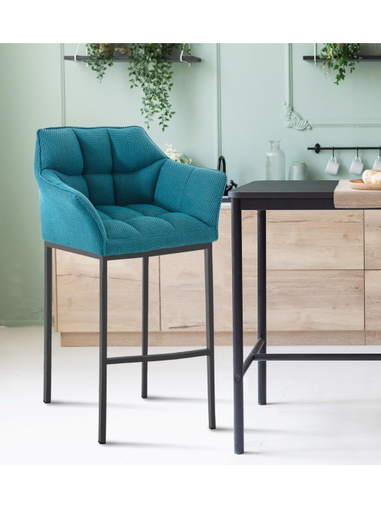 Scaun de bar din material Damaso B cu cadru de 4 picioare, turcoaz