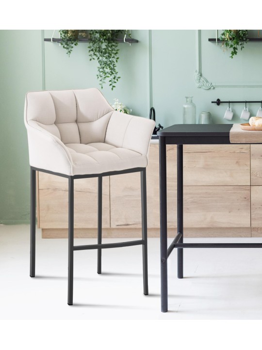 Scaun de bar din material Damaso B cu cadru de 4 picioare, alb