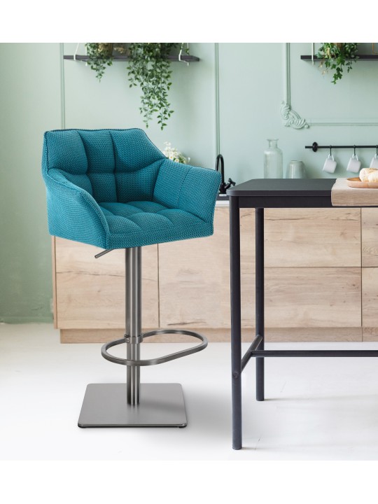 Scaun de bar Damaso E stofa, turcoaz