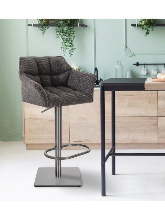Scaun de bar Damaso E stofa, gri titan