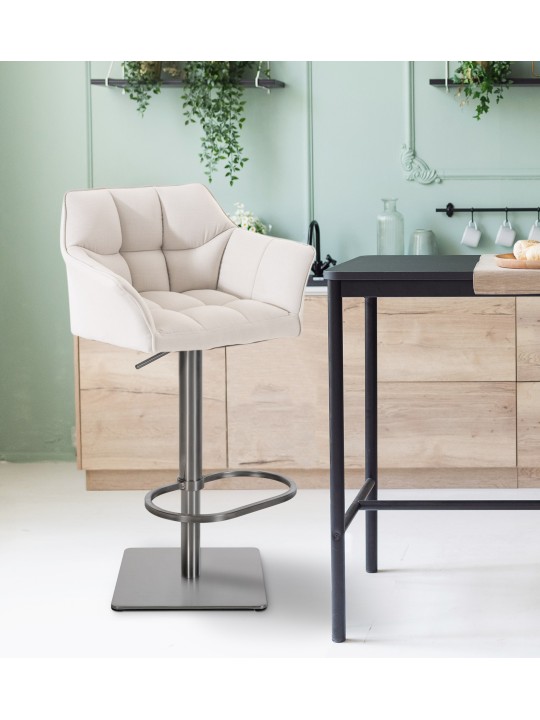 Scaun de bar Damaso E stofa, alb